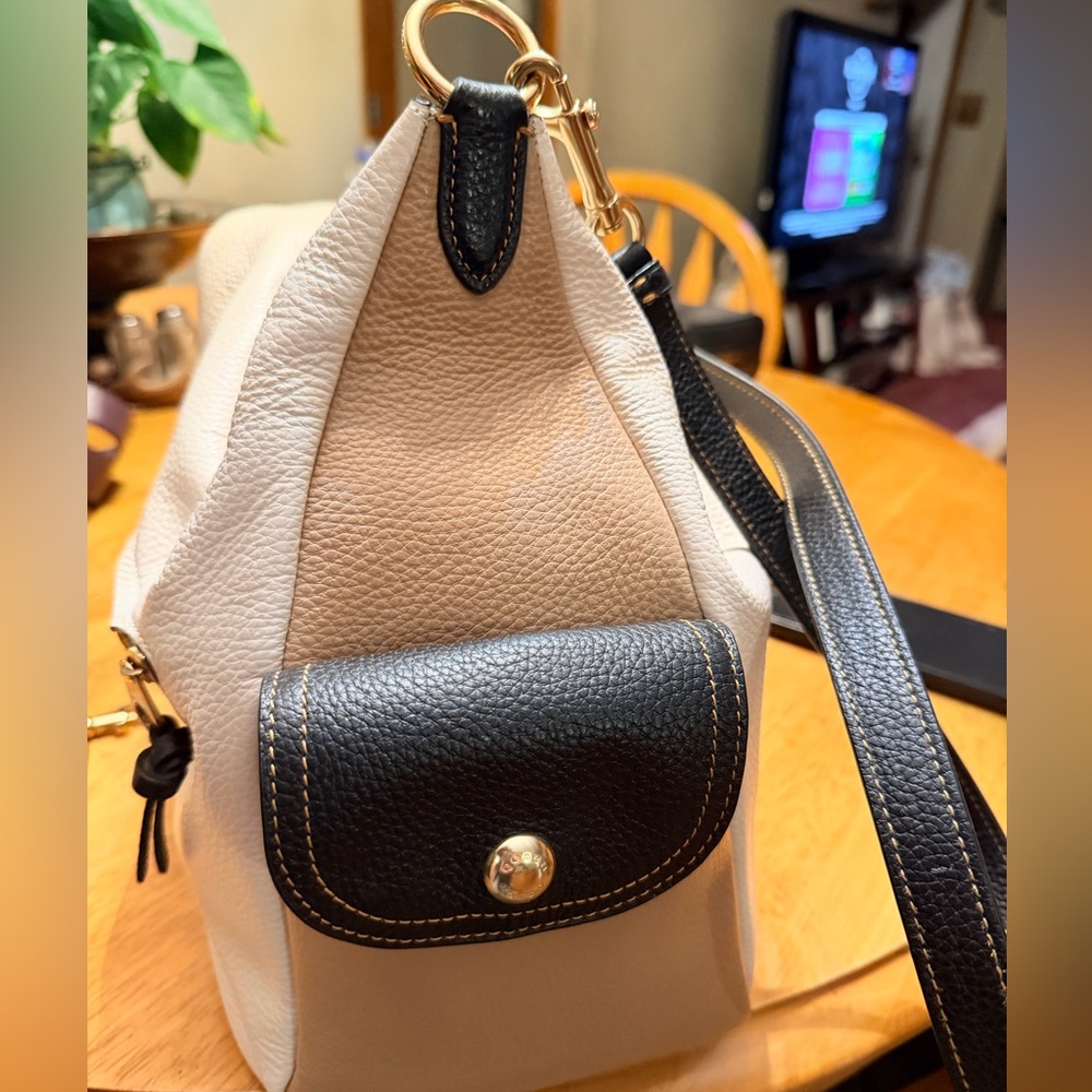 Coach Two-Tone Pebbled Leather Hobo — Cream & Tan with Brown Strap - Picture 3 of 13